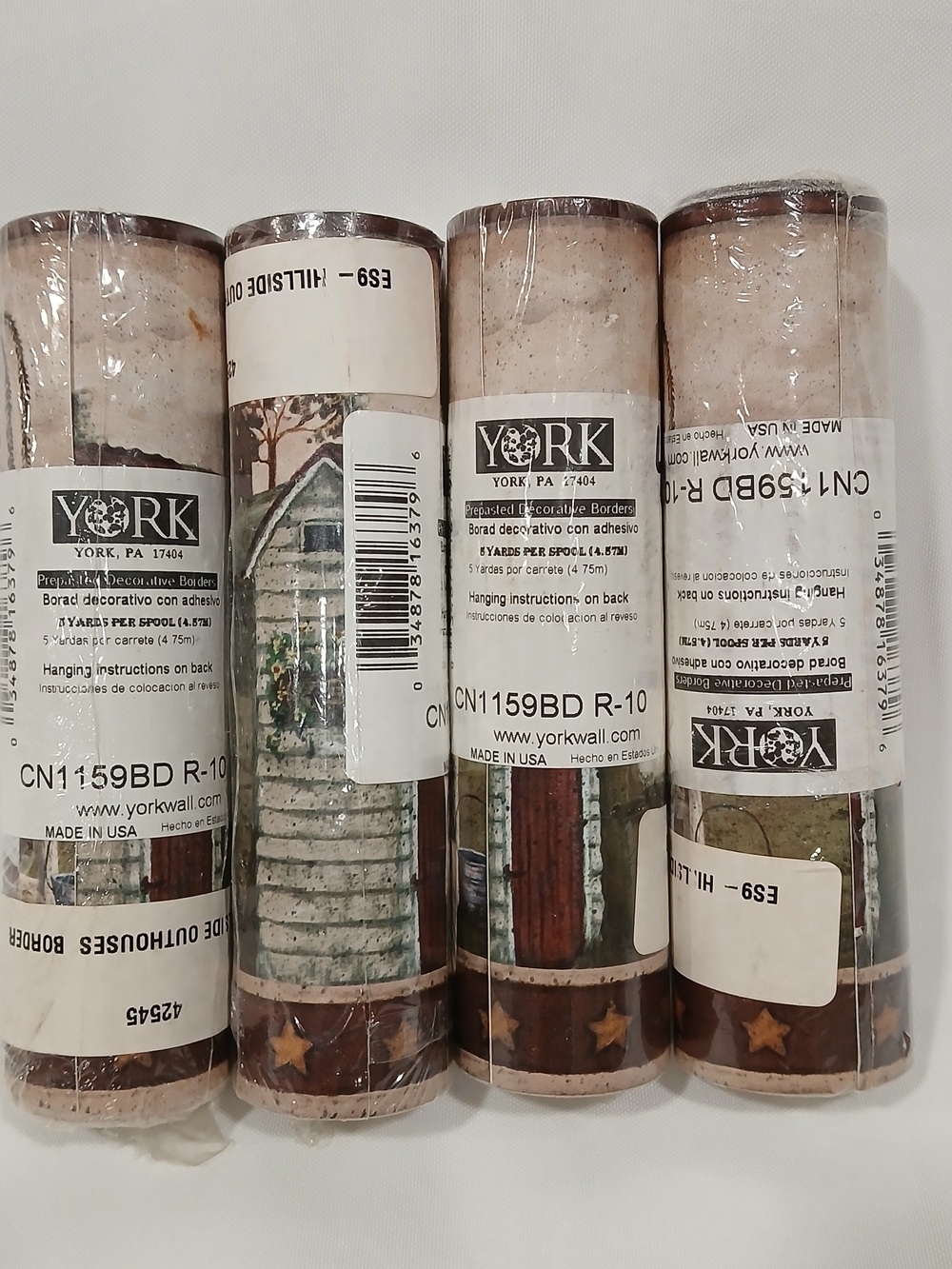 NOS Lot of 4 York Country Bath Outhouse Wallpaper Borders CN1159BD 20 Yds Total